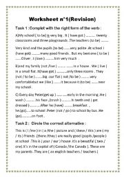 English Worksheet: revision grammar and vocabulary