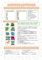 English Worksheet: Subject Pronouns and Classroom objects
