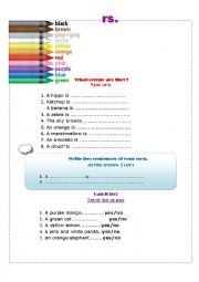 English Worksheet: Colours