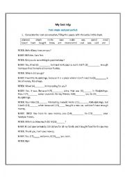 English Worksheet: MY LAST TRIP PAST SIMPLE AND PAST PRFECT
