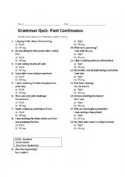 English Worksheet: Grammar Quiz. Past progressive