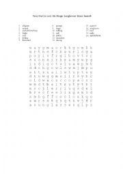 English Worksheet: Pete the Cat and His Magic Sunglasses Word Search