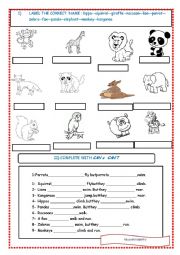 English Worksheet: animals and their abilities, can cant worksheet 