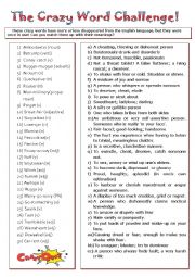 English Worksheet: The Crazy Word Challenge!