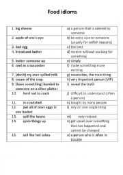 English Worksheet: food idioms 