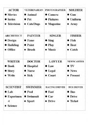 English Worksheet: Jobs Taboo Cards