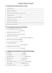 English Worksheet: Present simple revision