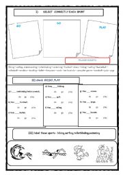 English Worksheet: sports and hobbies GO DO PLAY