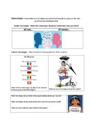 English Worksheet: Stereotypes