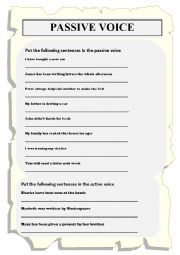 English Worksheet: PASSIVE VOICE