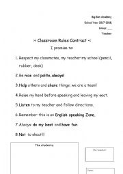 English Worksheet: Class contract