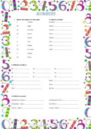 English Worksheet: Numbers