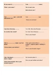 English Worksheet: First session icebreaking activity