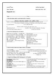 English Worksheet: diagnostic test 9 year 