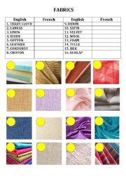 English Worksheet: FABRICS