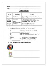 English Worksheet: classroom rules