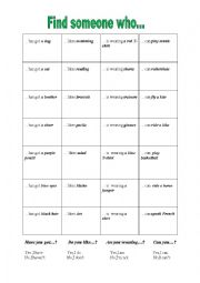 English Worksheet: find someone who speaking activity