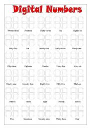 English Worksheet: Digital Numbers