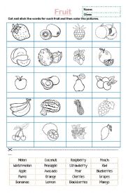 English Worksheet: Recognizing fruit!