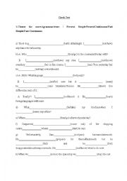 English Worksheet: Present Simple/Present Continuous/Past Simple/Past Continuous
