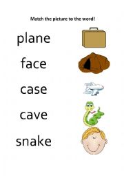 English Worksheet: Phonics - Matching+Handwriting - a_e