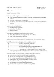 English Worksheet: lesson plan