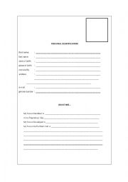 English Worksheet: Personal ID