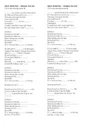 English Worksheet: Jesse Mccartney - Because You Live (song)