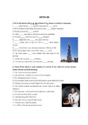 English Worksheet: ARTICLES