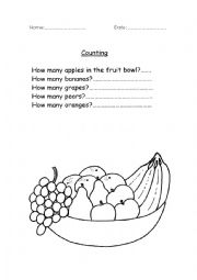 English Worksheet: counting fruit