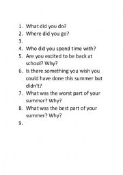 English Worksheet: Summer Writing Prompt
