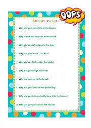 English Worksheet: Excuses, excuses