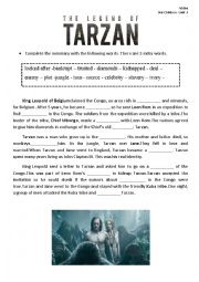 English Worksheet: The Legend of Tarzan (2016) movie summary