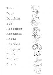 Animals - Tracing worksheet 