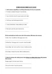 English Worksheet: Defining and non defining relative clauses