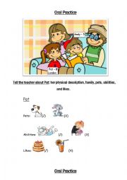 English Worksheet: Oral Practice, describing pictures (Part 1)