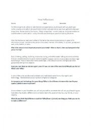 English Worksheet: Final Presentation Topics for International Interim College Students