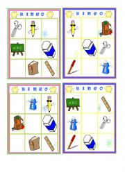 English Worksheet: School  objects bingo