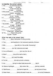 English Worksheet: exercises present and past simple 