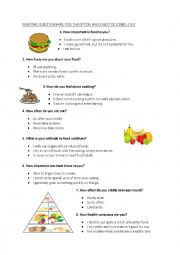 English Worksheet: food questionnaire
