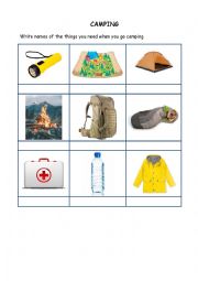 English Worksheet: Things for camping