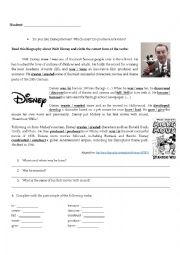 Past Simple - Walt Disney (Reading and Grammar)