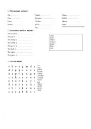 English Worksheet: animals & colors