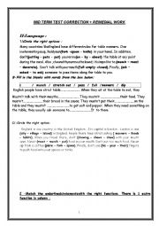 English Worksheet: mid term test correction