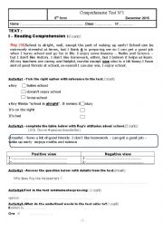 English Worksheet: comprehensive test 8th form