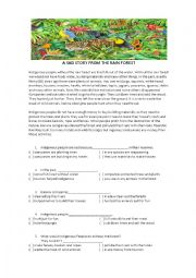 English Worksheet: A Sad Story from the Rain Forest