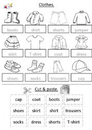 English Worksheet: Clothes - cut & paste