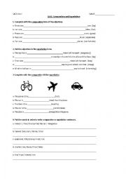 English Worksheet: comparatives and superlatives