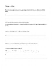 English Worksheet: Story writing - fill in the missing beginning, middle or end