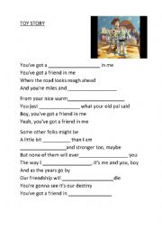 English Worksheet: toy story song